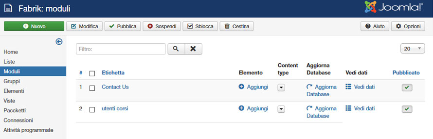 fabrik per joomla gestione moduli fabrik per joomla gestione moduli