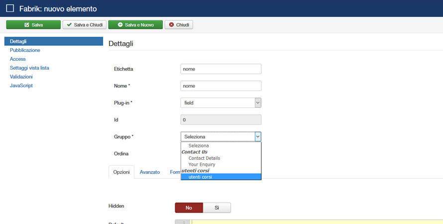 fabrik per joomla aggiungere un elemento al form e alla lista fabrik per joomla aggiungere un elemento al form e alla lista